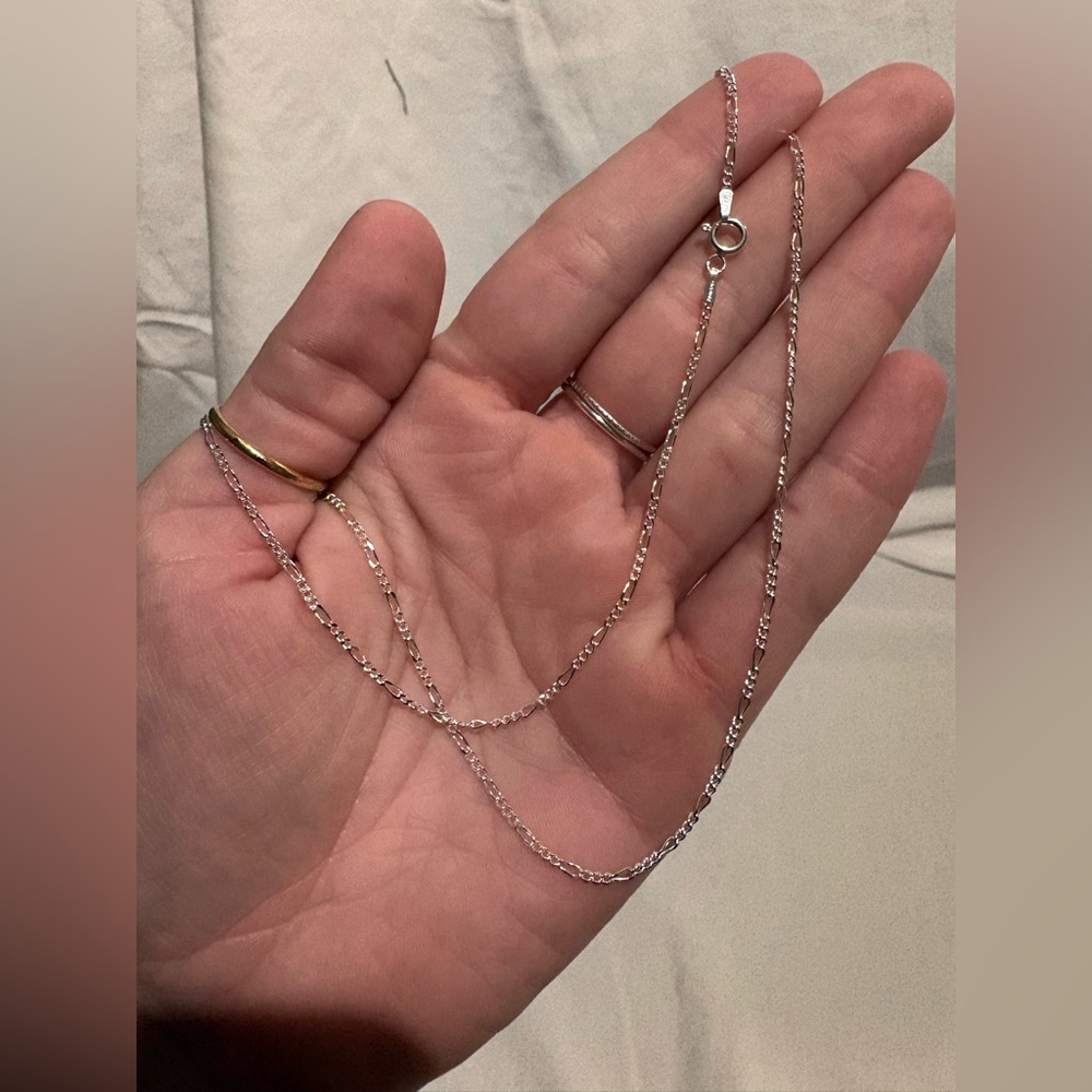 925 sterling silver – figaro chain – necklace – 18″ – 1 mm